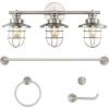 JONATHAN Y JYL1506A Ellis 24″ 3-Light Industrial Farmhouse Vanity Light with Bathroom Hardware Accessory Set, Oil Rubbed Bronze (5-Piece) – Towel Bar & Ring, Toilet Paper Holder, Robe Hook(Brushed Nickel)