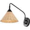 JONATHAN Y JYL1602A Kiawah 11″ 1-Light Vintage Coastal Rattan/Metal Swing Arm LED Sconce, for Bedroom, Living Room, Kitchen, Office, Black/Natural