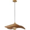 JONATHAN Y JYL1606A Miko 24.5″ Modern Coastal Organic Curve Rattan LED Pendant Minimalist, Transitional, Contemporary, Kitchen, Living Room, Bedroom, Dining Room, Natrual Brown/Brass Gold