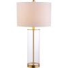 JONATHAN Y JYL2005A Collins 29″ Glass LED Table Lamp Modern Contemporary Glam Bedside Desk Nightstand Lamp for Bedroom Living Room Office College Bookcase LED Bulb Included, Clear/Brass Gold(Clear/Brass Gold)