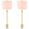 JONATHAN Y JYL2010A-SET2 Set of 2 Table Lamps Hollis 34″ Metal LED Table Lamp Modern Contemporary Glam Bedside Desk Nightstand Lamp for Bedroom Living Room Office College Bookcase, Brass