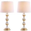 JONATHAN Y JYL2049A-SET2 Set of 2 Table Lamps Avery 27.5″ Crystal LED Table Lamp Contemporary Bedside Desk Nightstand Lamp for Bedroom Living Room Office College Bookcase, Clear/Brass Gold