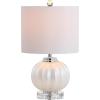 JONATHAN Y JYL2076A Pearl 17.5″ Glass/Crystal LED Table Lamp Glam Contemporary Bedside Desk Nightstand Lamp for Bedroom Living Room Office College Bookcase LED Bulb Included, White/Chrome(White/Chrome)
