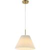 JONATHAN Y JYL2407A Alden 14.25″ 1-Light Classic French Country Iron LED Pendant with Pleated Shade, Brass Gold/White for Kitchen Island, Bar, Dining Table