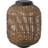 JONATHAN Y JYL2600A Nara 20.5″ Modern Global Faux Rattan Integrated Indoor/Outdoor LED Solar Powered Lantern Coastal, Bohemian, Transitional, Rustic, Patio, Porch, Backyard, Dark Brown/Black(Light Brown/Black)