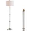 JONATHAN Y JYL3058A Ralph 60″ Metal/Glass Floor Lamp, Contemporary, Modern, Transitional, Elegant, Office, Living Room, Family Room, Dining Room, Bedroom, Hallway, Foyer, Polished Nickel/Clear