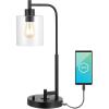 JONATHAN Y JYL3078A Axel Modern 23″ Iron/Seeded Glass Farmhouse Industrial USB Charging LED Task Lamp, Industrial, Rustic, Farmhouse, Bohemian, Transitional, Office, Bedroom, Living Room, Black