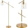 JONATHAN Y JYL3081A Kathryn Classic 60″ Iron/Seeded Glass Adjustable Head Modern LED Floor Lamp, Industrial, Rustic, Farmhouse, Bohemian, Transitional, Office, Living Room, Bedroom, Foyer, Brass Gold