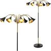 JONATHAN Y JYL3096B Vivian 61″ 10-Light Mid-Century Modern Iron Medusa Multi Head LED Floor Lamp for Bedroom, Living Room, Office, Black/Brass Gold(Black/Brass Gold)