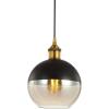 JONATHAN Y JYL3513A Nixon 7.5″ Adjustable Drop Globe Metal/Glass LED Pendant Contemporary Transitional Dimmable Dining Room Living Room Kitchen Foyer Bedroom Hallway, Brass Gold/Black(Single)