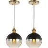 JONATHAN Y JYL3513A Nixon 7.5″ Adjustable Drop Globe Metal/Glass LED Pendant Contemporary Transitional Dimmable Dining Room Living Room Kitchen Foyer Bedroom Hallway, Brass Gold/Black(Set of 2)