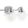 JONATHAN Y JYL3530A Orleans 7″ 1-Light Iron/Glass Schoolhouse Coastal Cottage LED Vanity Light French Country 2700K LED 4W Bulb Entryway Lobby Kitchen Bathroom Bedroom Hallway, Chrome(2 Bulb)