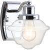 JONATHAN Y JYL3530A Orleans 7″ 1-Light Iron/Glass Schoolhouse Coastal Cottage LED Vanity Light French Country 2700K LED 4W Bulb Entryway Lobby Kitchen Bathroom Bedroom Hallway, Chrome(1 Bulb)