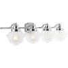 JONATHAN Y JYL3530A Orleans 7″ 1-Light Iron/Glass Schoolhouse Coastal Cottage LED Vanity Light French Country 2700K LED 4W Bulb Entryway Lobby Kitchen Bathroom Bedroom Hallway, Chrome(4 Bulb)