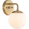 JONATHAN Y JYL3536A Louis Parisian Globe 25″ 3-Light Metal/Frosted Glass Modern Contemporary LED Vanity Midcentury Glam 2700K LED 4W Bulbs Entryway Lobby Kitchen Bathroom Bedroom Hallway, Brass Gold(Brass Gold)