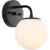 JONATHAN Y JYL3536A Louis Parisian Globe 25″ 3-Light Metal/Frosted Glass Modern Contemporary LED Vanity Midcentury Glam 2700K LED 4W Bulbs Entryway Lobby Kitchen Bathroom Bedroom Hallway, Brass Gold(Black)