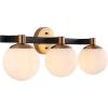 JONATHAN Y JYL3543A Modernist Globe 34″ 4-Light Metal/Frosted Glass Modern Contemporary LED Vanity Midcentury Glam 2700K LED 4W Bulbs Entryway Lobby Kitchen Bathroom Bedroom Hallway, Brass Gold(3 Bulb)
