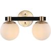 JONATHAN Y JYL3543A Modernist Globe 34″ 4-Light Metal/Frosted Glass Modern Contemporary LED Vanity Midcentury Glam 2700K LED 4W Bulbs Entryway Lobby Kitchen Bathroom Bedroom Hallway, Brass Gold(2 Bulb)