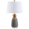 JONATHAN Y JYL4019A Pineapple 23″ Ceramic LED Table Lamp Contemporary Transitional Bedside Desk Nightstand Lamp for Bedroom Living Room Office College Bookcase LED Bulb Included, Navy/Gold(Gray/Gold)