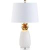 JONATHAN Y JYL4019A Pineapple 23″ Ceramic LED Table Lamp Contemporary Transitional Bedside Desk Nightstand Lamp for Bedroom Living Room Office College Bookcase LED Bulb Included, Navy/Gold(White/Gold)