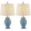 JONATHAN Y JYL4041C-SET2 Margie Wicker 20.5″ Bohemian Rustic Iron LED Table Lamp Farmhouse, Coastal, Traditional, Living Room, Dining Room, Bedroom, Green (Set of 2)(Blue)