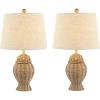 JONATHAN Y JYL4041C-SET2 Margie Wicker 20.5″ Bohemian Rustic Iron LED Table Lamp Farmhouse, Coastal, Traditional, Living Room, Dining Room, Bedroom, Green (Set of 2)(Natural)