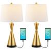 JONATHAN Y JYL4046B-SET2 Colton 26″ Classic Iron LED Table Lamp with USB Charging Port Farmhouse Bedside Desk Nightstand Lamp for Bedroom Living Room Office, Brass Gold (Set of 2)(Brass Gold)