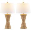 JONATHAN Y JYL4048A-SET2 Laura 27″ Coastal Designer Iron/Rattan Wicker LED Table Lamp Bohemian, Style, Minimalist, Cottage, Transitional, Office, Living Room, Dining Room, Bedroom, Natural (Set of 2)