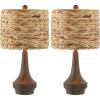 JONATHAN Y JYL4051A-SET2 Theodore 21″ Rustic Farmhouse Handwoven Rattan/Resin LED Table Lamp Southwestern, Style, Bohemian, Traditional, Living Room, Dining Room, Bedroom, Brown Wood Finish (Set of 2)
