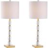 JONATHAN Y JYL5001A-SET2 Set of 2 Table Lamps Claire 28.5″ Crystal LED Table Lamp Glam Bedside Desk Nightstand Lamp for Bedroom Living Room Office College Bookcase, Clear/Brass Gold