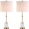 JONATHAN Y JYL5003A-SET2 Set of 2 Table Lamps Harper 27″ Marble/Crystal LED Table Lamp Modern Contemporary Bedside Desk Nightstand Lamp for Bedroom Living Room, White/Brass Gold
