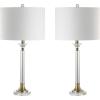 JONATHAN Y JYL5039A-SET2 Set of 2 Table Lamps Mark 28″ Crystal/Metal LED Table Lamp Contemporary Bedside Desk Nightstand Lamp for Bedroom Living Room Office College Bookcase, Clear/Brass Gold