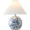JONATHAN Y JYL5056A Shishen 19.5″ Cottage Classic Chinoiserie Ceramic Orb LED Table Lamp with Pleated Shade, Green/White for Bedroom, Living Room, Kitchen, Home Office, Kids Room(White/Blue)