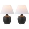 JONATHAN Y JYL5606C-SET2 Myron 18″ Minimalist Scandinavian Concrete Effect Resin/Iron LED Table Lamp for Bedroom, Living Room, Office, College, Nightstands and Coffee Table, Cream (Set of 2)(Black)
