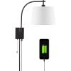 JONATHAN Y JYL6013A Gosling 22.5″ 1-Light Mid-Century Modern Contemporary Plug-in or Hardwired Iron LED Gooseneck Swing Arm Wall Sconce with Pull-Chain and USB Charging Port, Oil Rubbed Bronze