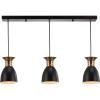 JONATHAN Y JYL6138A Edison 33.25″ Linear 3-Light Metal LED Pendant Contemporary Dimmable Dining Room Living Room Kitchen Foyer Bedroom Hallway, Black/Brass Gold(33.25″ 3 Light)