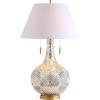 JONATHAN Y JYL6206A Highland 30.75″ Gourd Glass LED Table Lamp Contemporary Transitional Bedside Desk Nightstand Bedroom Living Room Office College Bookcase LED Bulbs Included, Mercury Silver/Gold