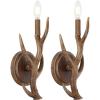 JONATHAN Y JYL6307A-SET2 Cody 5.5″ 1-Light Southwestern Bohemian Resin/Iron Faux Antler LED Sconce, Brown Wood Finish (Set of 2) for Entry, Dining Room, Hallway, and Bathroom(1 Light)