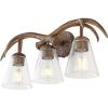 JONATHAN Y JYL6309A Wyatt 25.5″ 3-Light Southwestern Bohemian Resin/Seeded Glass Faux Antler LED Vanity Light, Brown Wood Finish for Bathroom Vanity and Kitchen