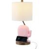 JONATHAN Y JYL6312B Ellie 20.25″ Bohemian Designer Iron/Resin Elephant LED Kids Table Lamp with Phone Stand and USB Charging Port Minimalist, Style, Contemporary, Living Room, Bedroom, Pink(Pink)