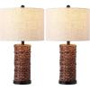 JONATHAN Y JYL6502B-SET2 Elicia 25″ Coastal Water Hyacinth LED Table Lamp for Bedroom, Living Room, Office, Dark Brown (Set of 2)(Dark Brown)