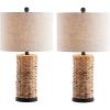 JONATHAN Y JYL6502B-SET2 Elicia 25″ Coastal Water Hyacinth LED Table Lamp for Bedroom, Living Room, Office, Dark Brown (Set of 2)(Natural)