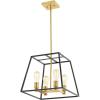 JONATHAN Y JYL6509A Girard 9.25″ 1-Light Farmhouse Industrial Iron LED Pendant Modern, Minimalist, Coastal Bedroom Living Room, Black/Brass Gold(15″ 4-Light)