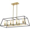 JONATHAN Y JYL6509A Girard 9.25″ 1-Light Farmhouse Industrial Iron LED Pendant Modern, Minimalist, Coastal Bedroom Living Room, Black/Brass Gold(35″ 8-Light)