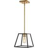 JONATHAN Y JYL6509A Girard 9.25″ 1-Light Farmhouse Industrial Iron LED Pendant Modern, Minimalist, Coastal Bedroom Living Room, Black/Brass Gold(9.25″ 1-Light)