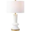 JONATHAN Y JYL6607B Ziggy 27″ Ceramic/Iron Contemporary Glam LED Table Lamp Bedside Desk Nightstand Lamp for Bedroom Living Room Office College Bookcase LED Bulb Included, Coral/Brass Gold(White/Brass Gold)