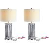 JONATHAN Y JYL6615A-SET2 Set of 2 Table Lamps Sulka 27″ Ceramic/Iron Contemporary USB Charging LED Table Lamp Bedside Desk Nightstand Lamp for Bedroom Living Room Office College Bookcase, Navy