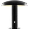 JONATHAN Y JYL7114A Suillius 11″ Contemporary Bohemian Rechargeable/Cordless Portable Iron Integrated LED Mushroom Table Lamp Modern, Coastal Bedside Desk Nightstand Lamp, Black(Black)