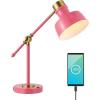 JONATHAN Y JYL7124C Allegra 18.5″ Adjustable Cantilever LED Task Lamp, USB Charging Port, Classic, Coastal, Industrial, Farmhouse, Traditional for Bedroom, Living Room, Office, Cyan/Brass Gold(Pink/Brass Gold)