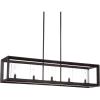 JONATHAN Y JYL7414A Anna 38.5″ Linear 5-Light Metal/Glass LED Pendant Contemporary Transitional Traditional Dimmable Dining Room Living Room Kitchen Foyer Bedroom Hallway, Oil Rubbed Bronze/Clear(Oil Rubbed Bronze/Clear)
